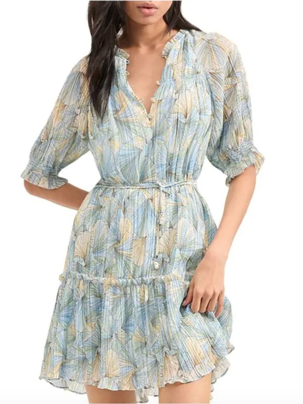 NWT VERONICA BEARD Dorrie Floral Printed Mini Dress Powder Blue Size 4